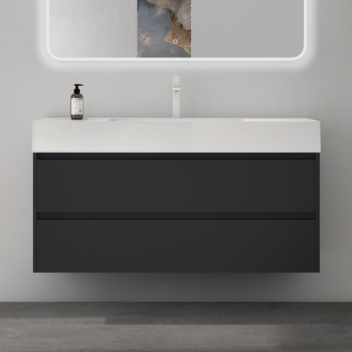 conjunto de muebles de baño glasvilla mueble bajo lavabo 120x48x63cm con 2 cajones incluido lavabo Deep