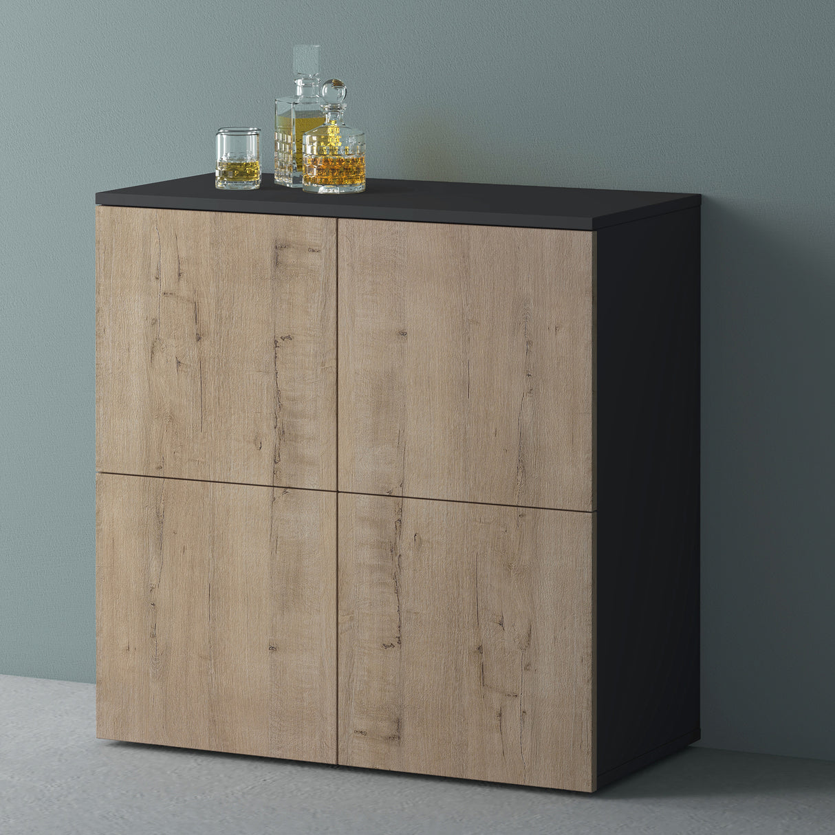 glasvilla Mobile Contenitore con 4 ante e 4 vani per Soggiorno, Sala da Pranzo, Camera da Letto Schrank04