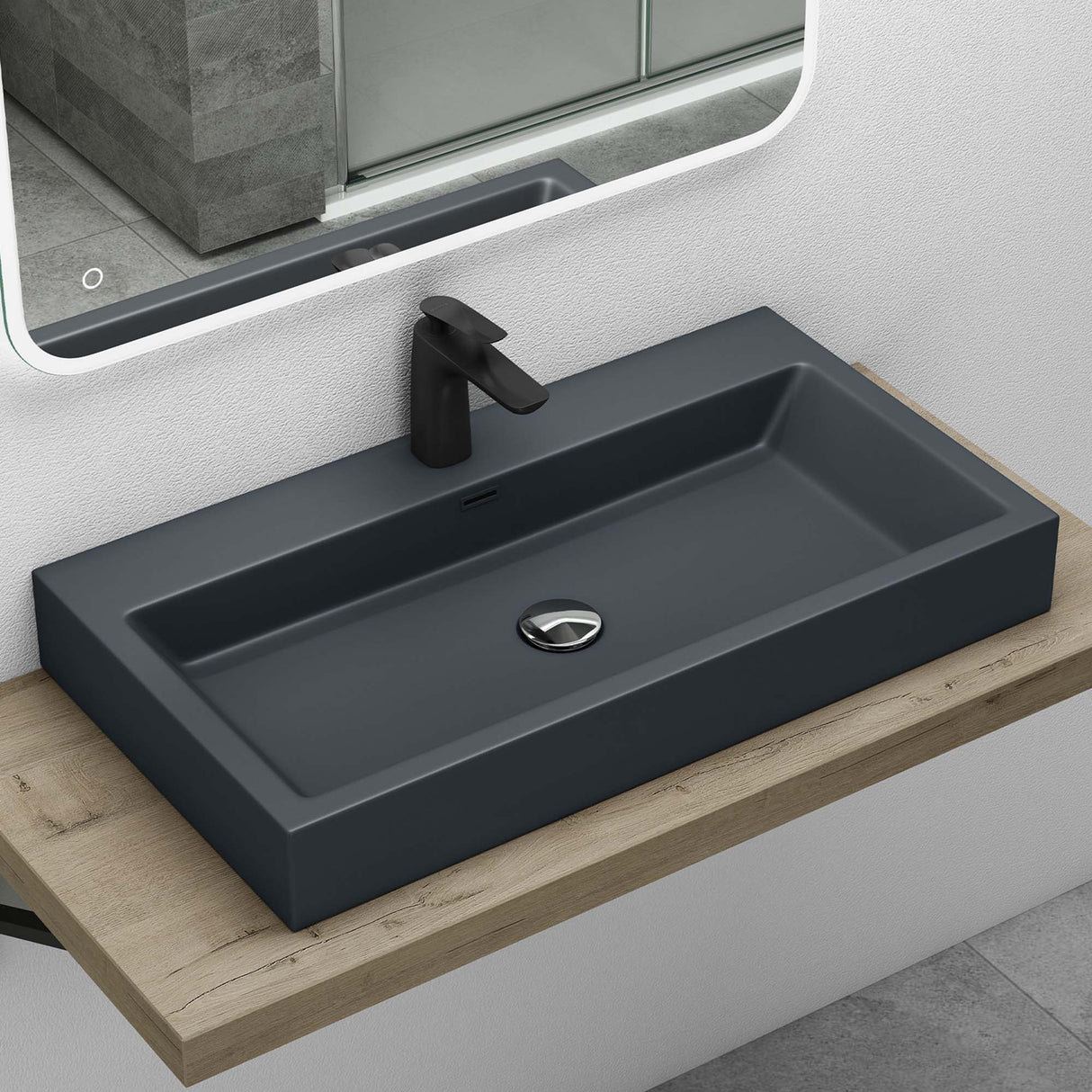 glasvilla lavabo de encimera lavabo colgante cuenco de lavado mineral Bad cuadrado Col06