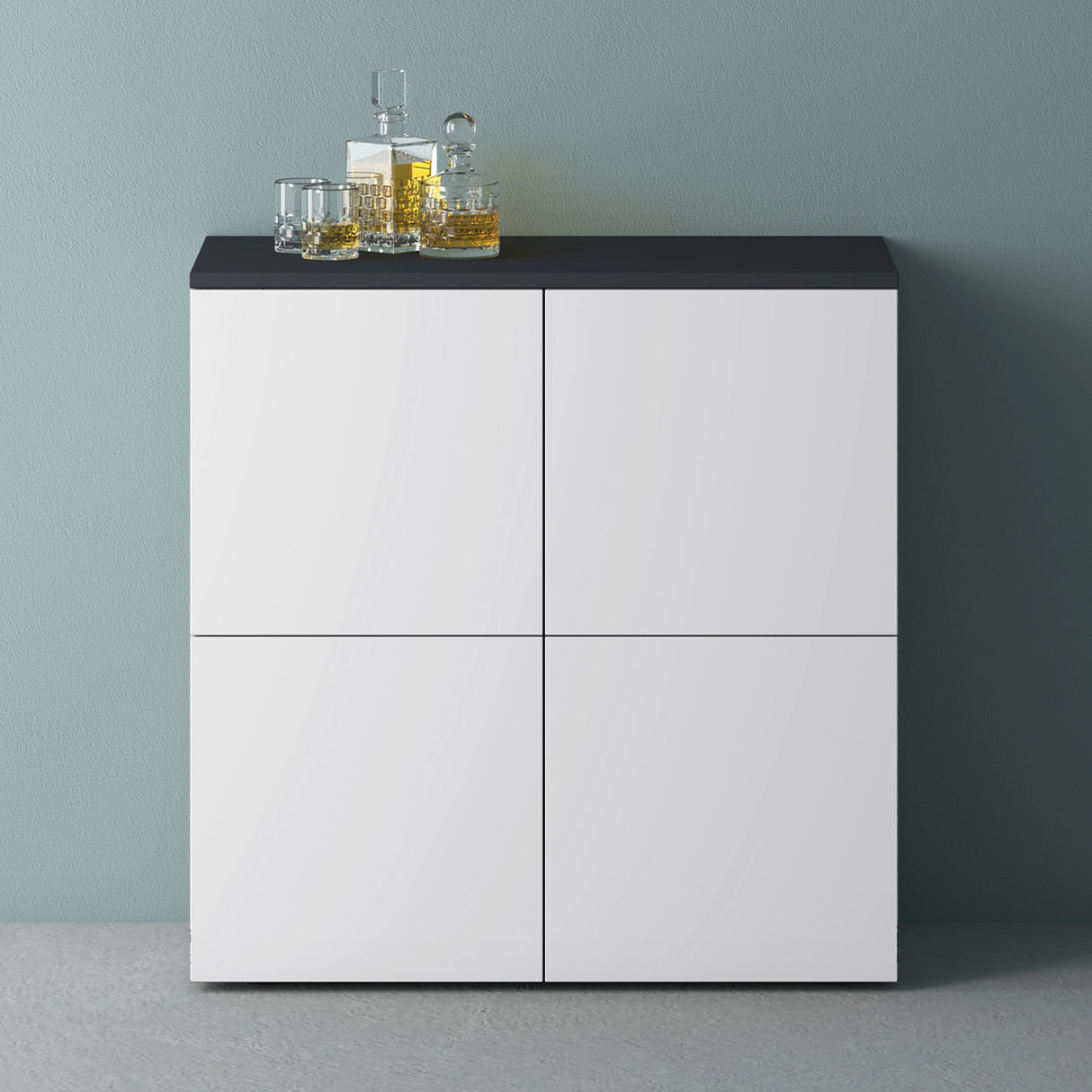 glasvilla Mobile Contenitore con 4 ante e 4 vani per Soggiorno, Sala da Pranzo, Camera da Letto Schrank04