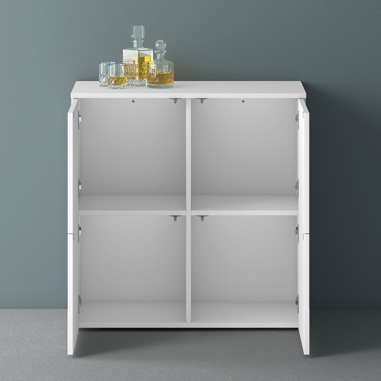 glasvilla Mobile Contenitore con 4 ante e 4 vani per Soggiorno, Sala da Pranzo, Camera da Letto Schrank04