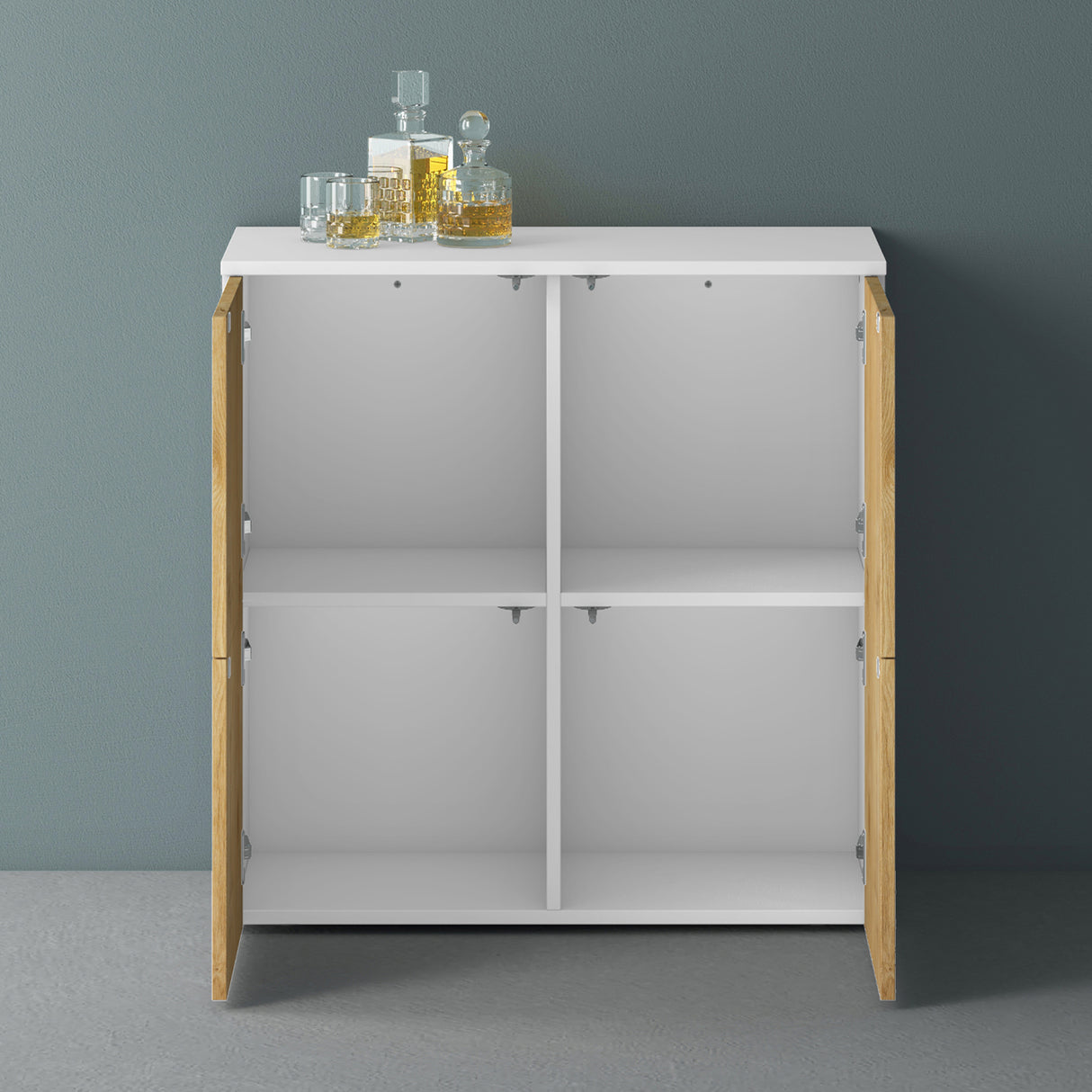 glasvilla Mobile Contenitore con 4 ante e 4 vani per Soggiorno, Sala da Pranzo, Camera da Letto Schrank04