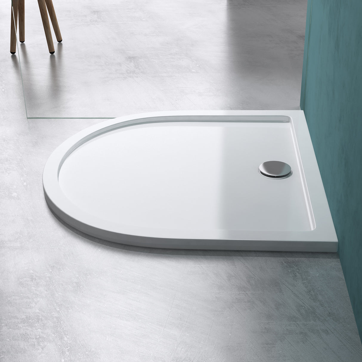 Receveur de douche Glasvilla en acrylique, forme : demi-cercle, Faro4