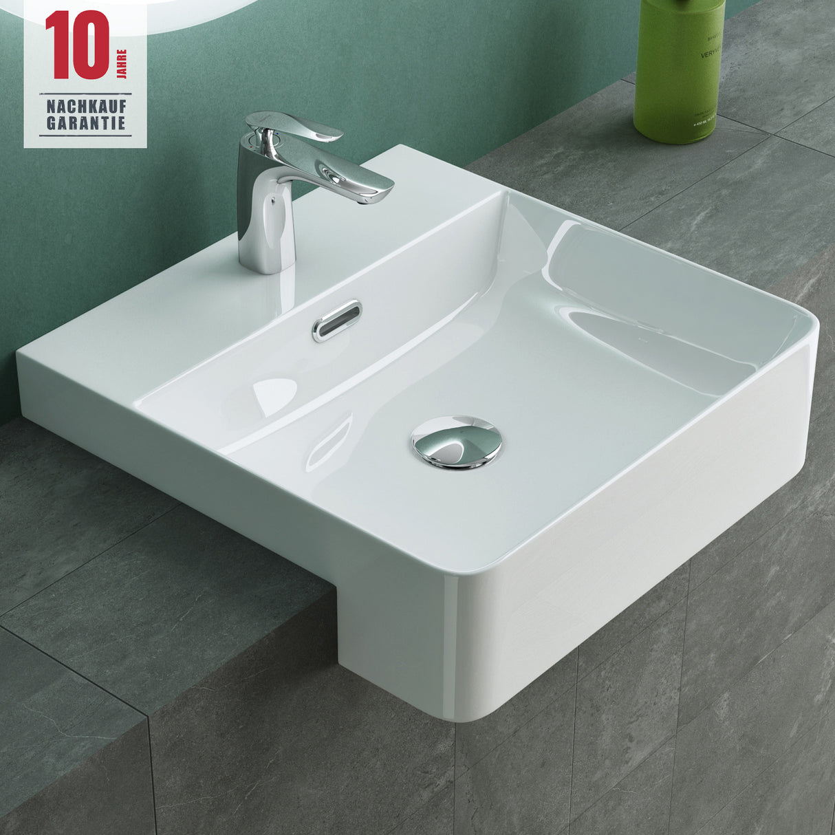 glasvilla Lavabo da Appoggio in Ceramica Lavabo Incasso Lavandino Bagno Rettangolare con Nano Rivestimenti Brüssel702