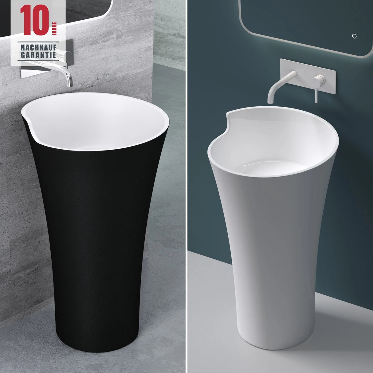 Lavabo da appoggio a colonna Glasvilla Design Col30 in ghisa minerale
