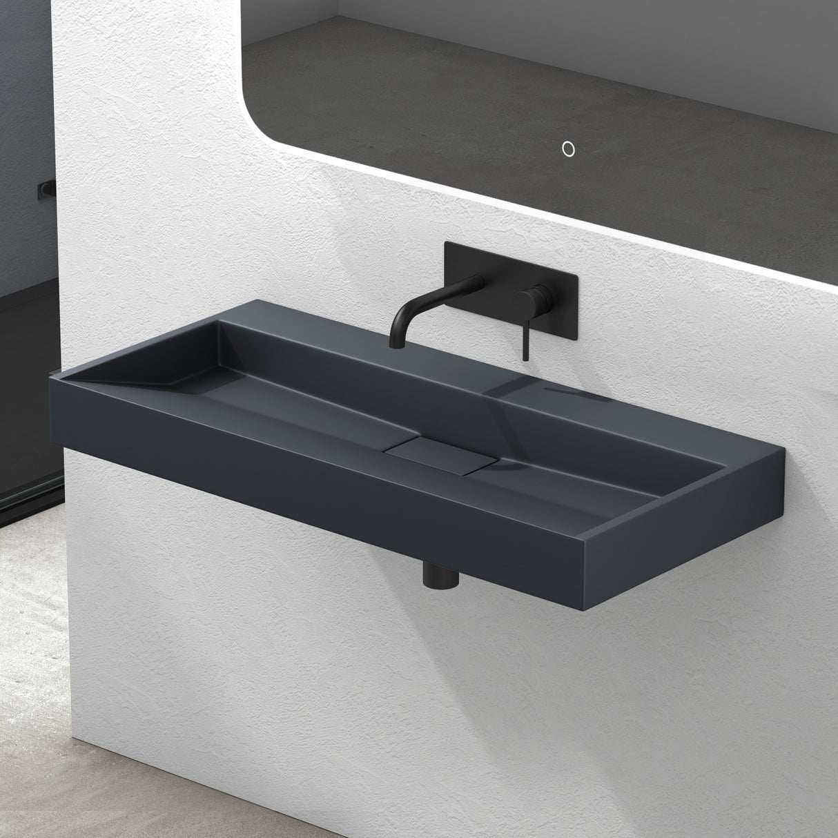 glasvilla Lavabo da Appoggio da Marmo fuso Lavabo Bagno Sospeso Lavandino Bagno Rettangolare Scarico Incluso Colossum19