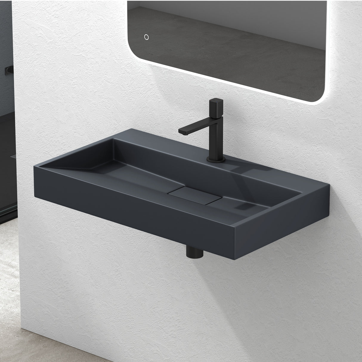 glasvilla Lavabo da Appoggio da Marmo fuso Lavabo Bagno Sospeso Lavandino Bagno Rettangolare Scarico Incluso Colossum19