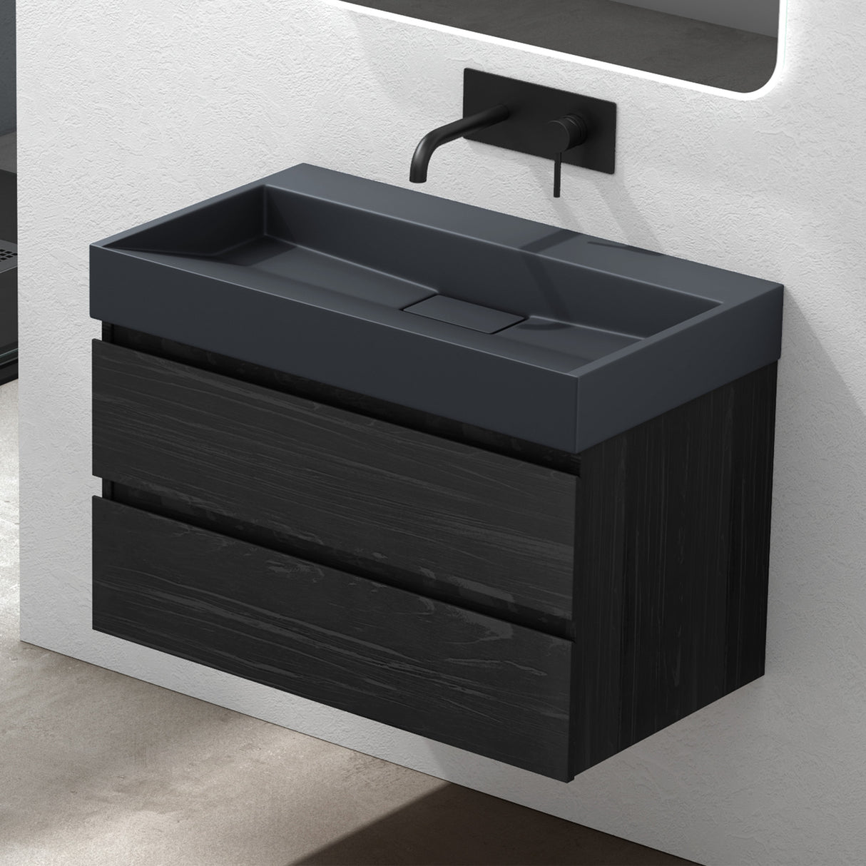 glasvilla Lavabo da Appoggio da Marmo fuso Lavabo Bagno Sospeso Lavandino Bagno Rettangolare Scarico Incluso Colossum19