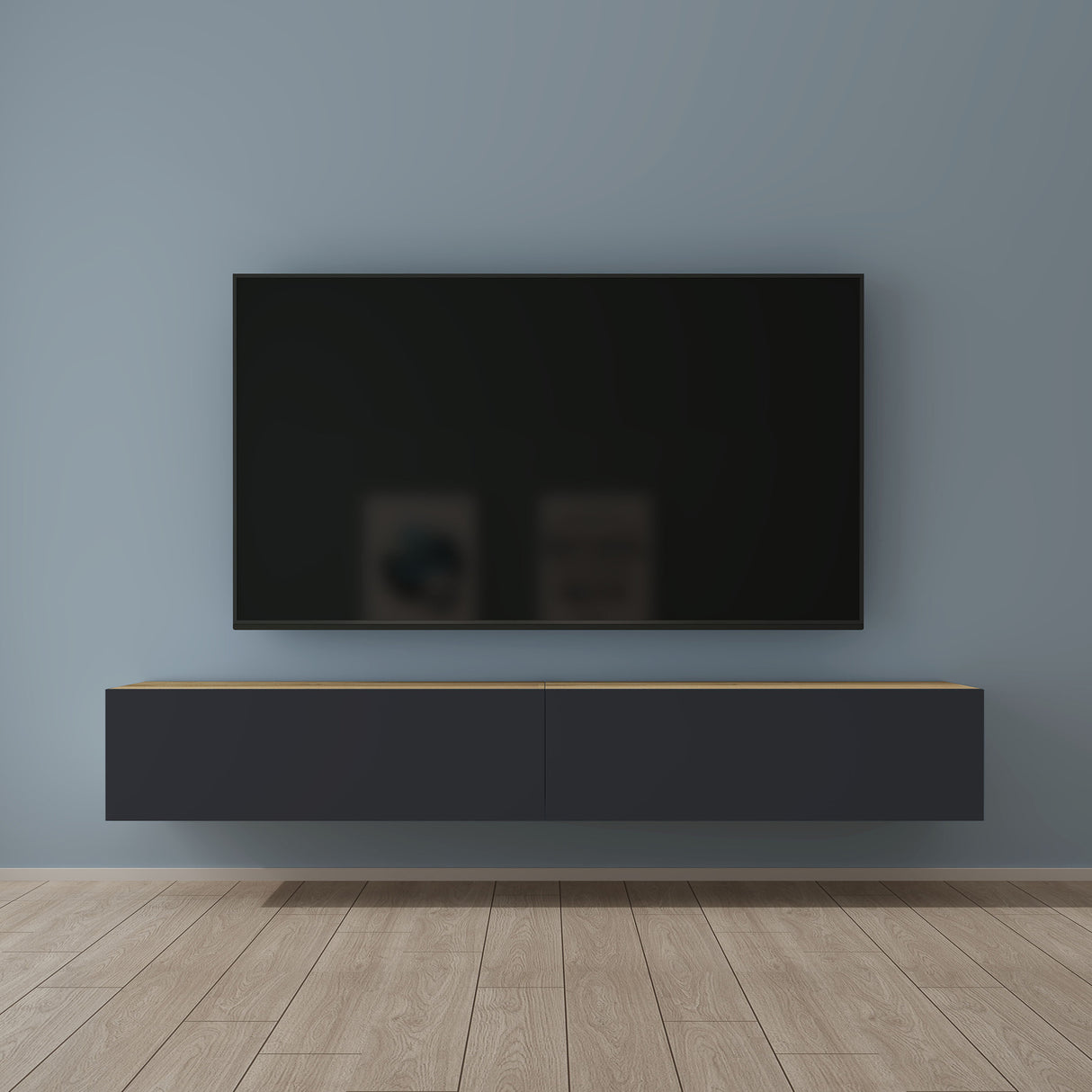 Glasvilla Design – Mueble TV suspendido con cierre suave y tirador oculto (Fernsehschrank02)