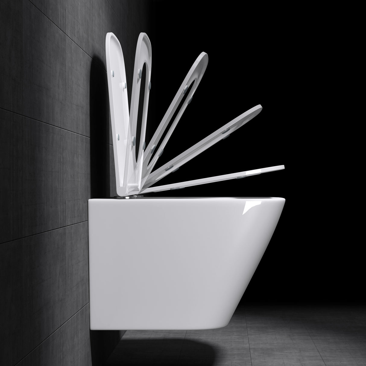 glasvilla Sanitari Bagno Sospeso in Ceramica, WC Sospeso senza Brida con Chiusura di Soft Close Aachen112