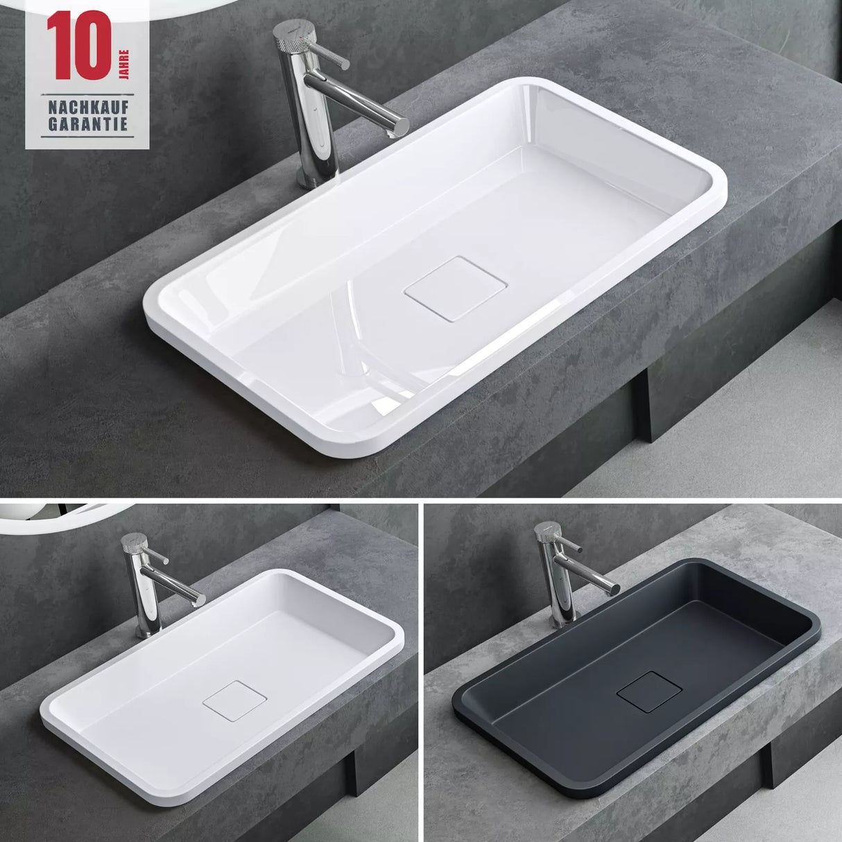 glasvilla Lavabo da Incasso da Marmo Fuso Lavandino Bagno da Appoggio con Coperchio di Scarico Col104