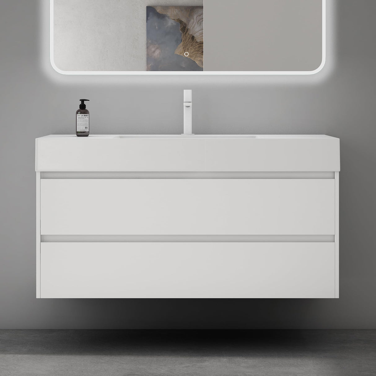 conjunto de muebles de baño glasvilla mueble bajo lavabo 120x48x63cm con 2 cajones incluido lavabo Deep