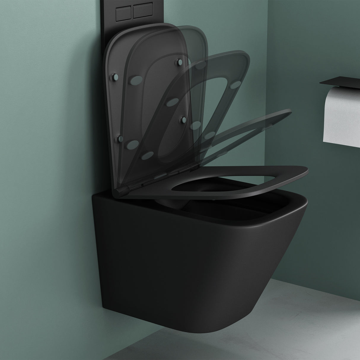 glasvilla Sanitari Bagno Sospeso in Ceramica, WC Sospeso senza Brida con Chiusura di Soft Close Aachen112