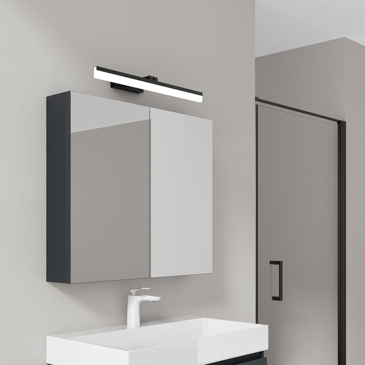 glasvilla Espejo armario de baño con iluminación armario de baño con lámpara de espejo lámpara de espejo 180° giratoria LED lámpara de baño Luxaris