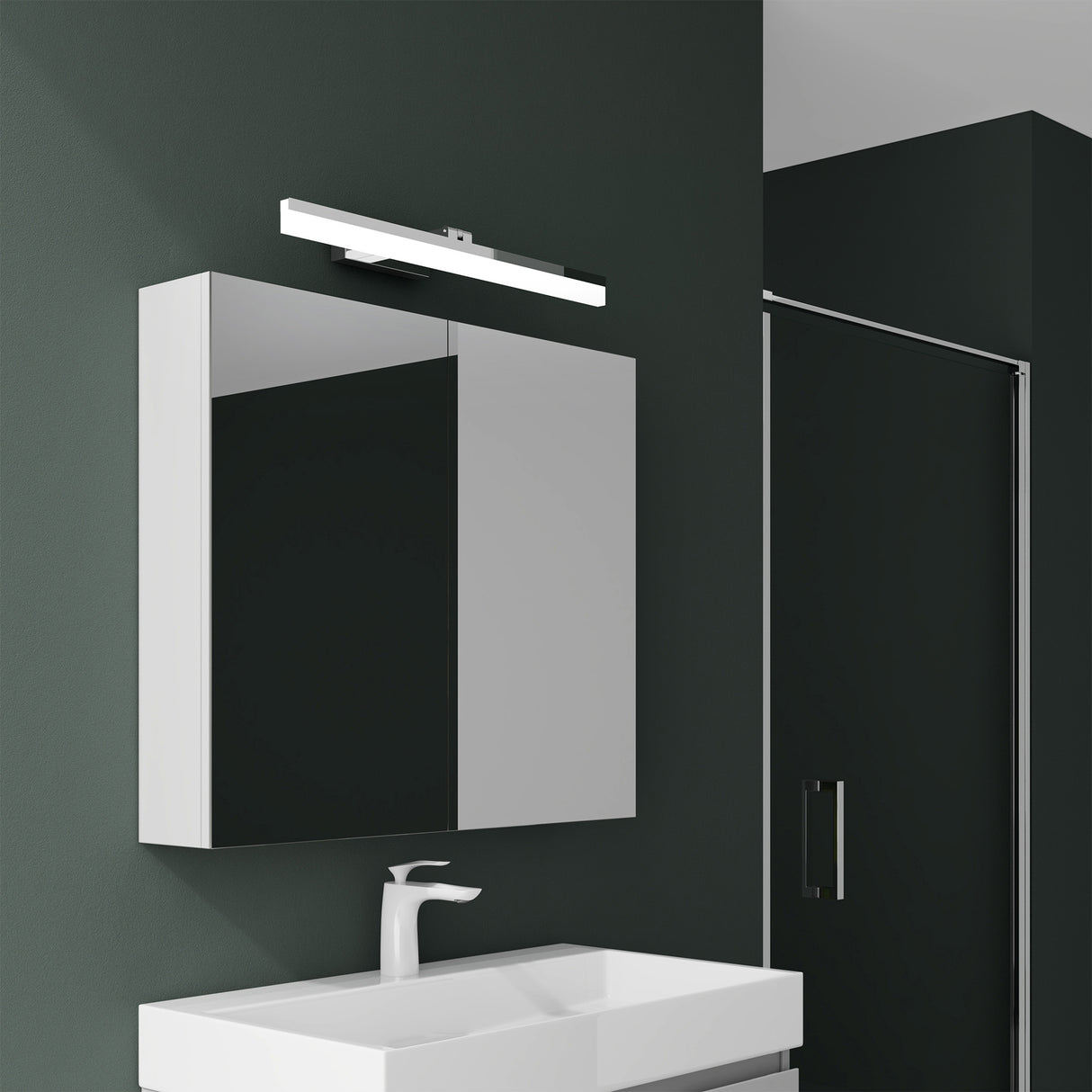 glasvilla Espejo armario de baño con iluminación armario de baño con lámpara de espejo lámpara de espejo 180° giratoria LED lámpara de baño Luxaris