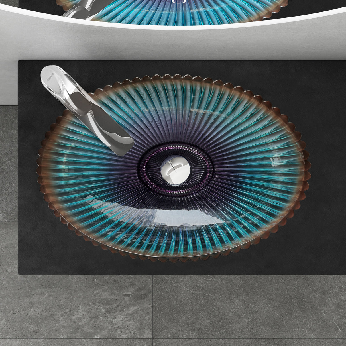 lavabo Glasvilla en verre, vasque à poser, lavabo ovale