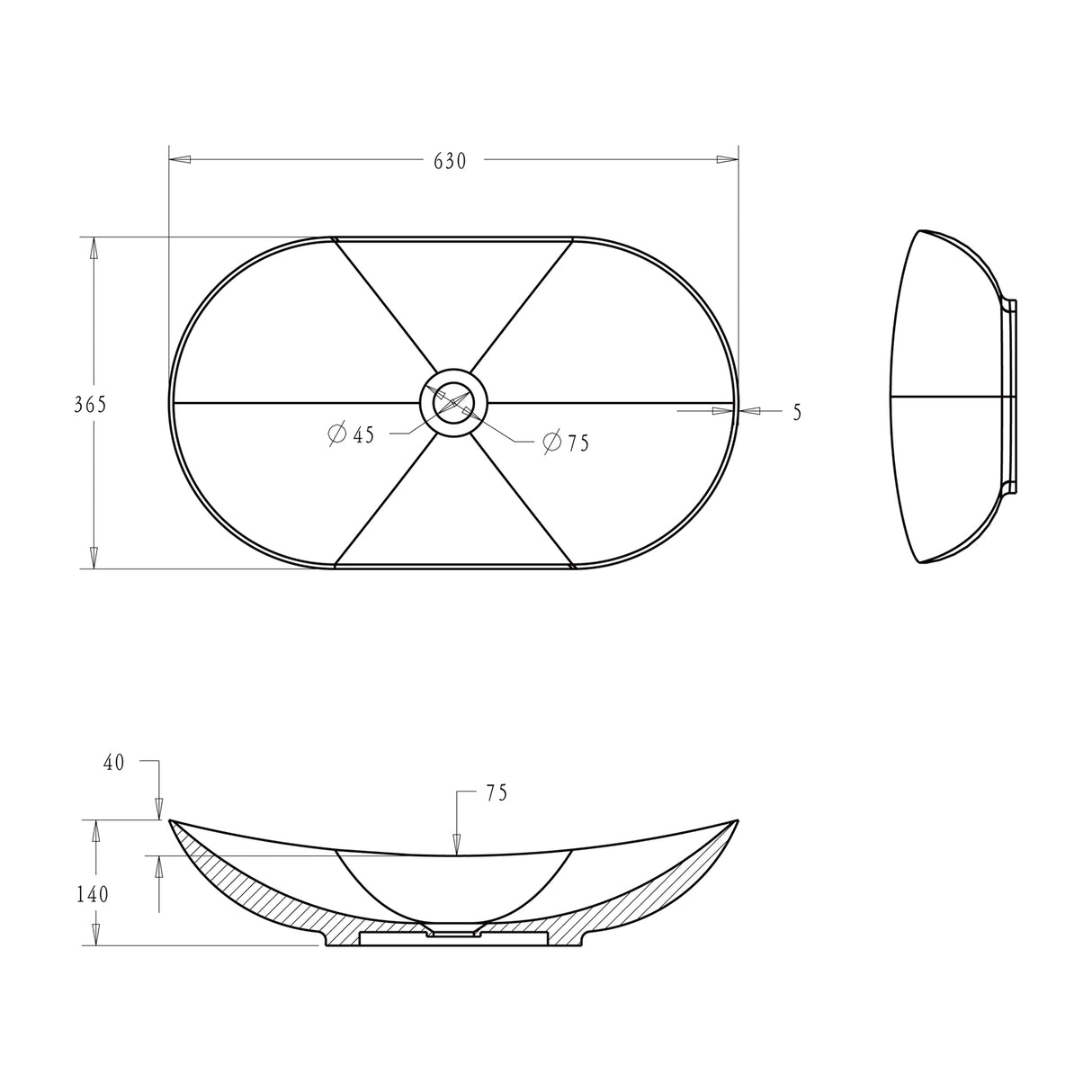 glasvilla Lavabo da Appoggio in Ceramica, Lavandino Bagno Ovale con Rivestimento Nano Brüssel858
