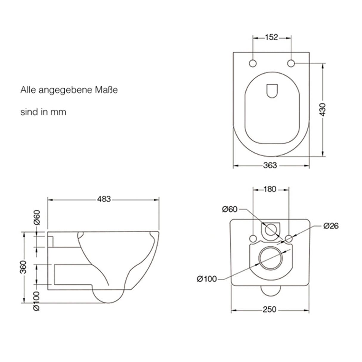 glasvilla Sanitari Bagno a Terra in Ceramica WC Bagno senza Brida Montaggio a Terra