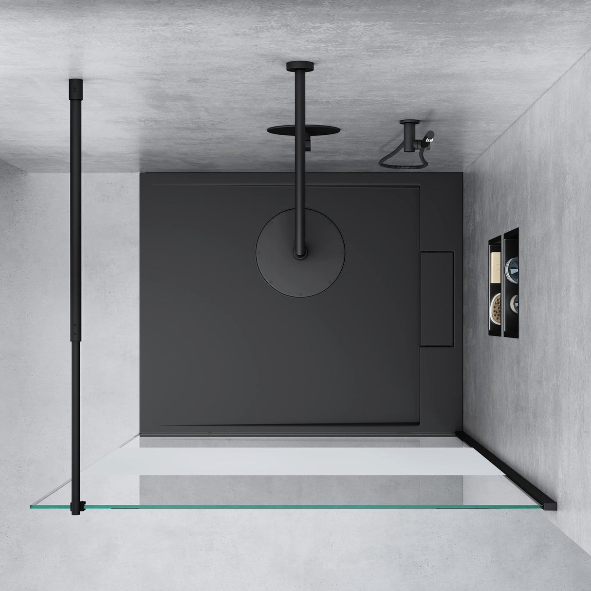 glasvilla Box Doccia Walk-In in Vetro 8mm Parete Doccia in Vetro di Sicurezza ESG con Rivestimento Nano Braccio di Sostegno BRAM1&BRAM3 Bremen1