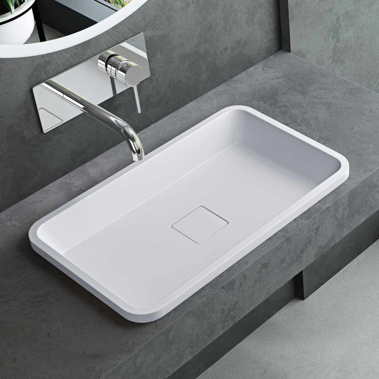 glasvilla Lavabo da Incasso da Marmo Fuso Lavandino Bagno da Appoggio con Coperchio di Scarico Col104