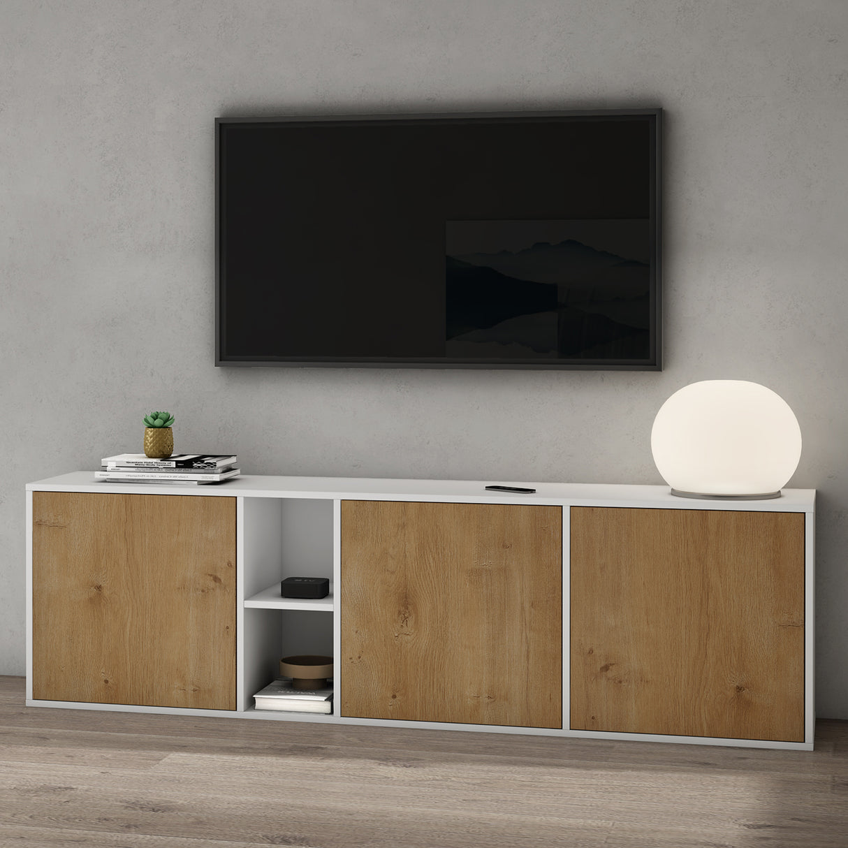 glasvilla Mobile Contenitore Mobile TV con 3 Ante e 2 scomparti Armadietto Basso Soft-close per Soggiorno, Sala da Pranzo, Camera da Letto Schrank02