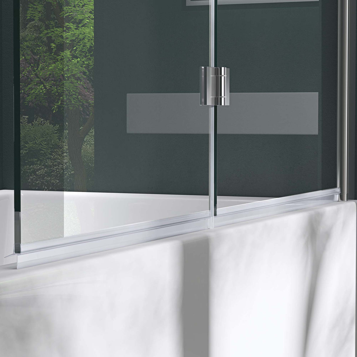 glasvilla Duschwand para bañera pared de bañera plegable 180° vidrio de seguridad con NANO 120x140cm separador de bañera accesorio de bañera Cortona1408