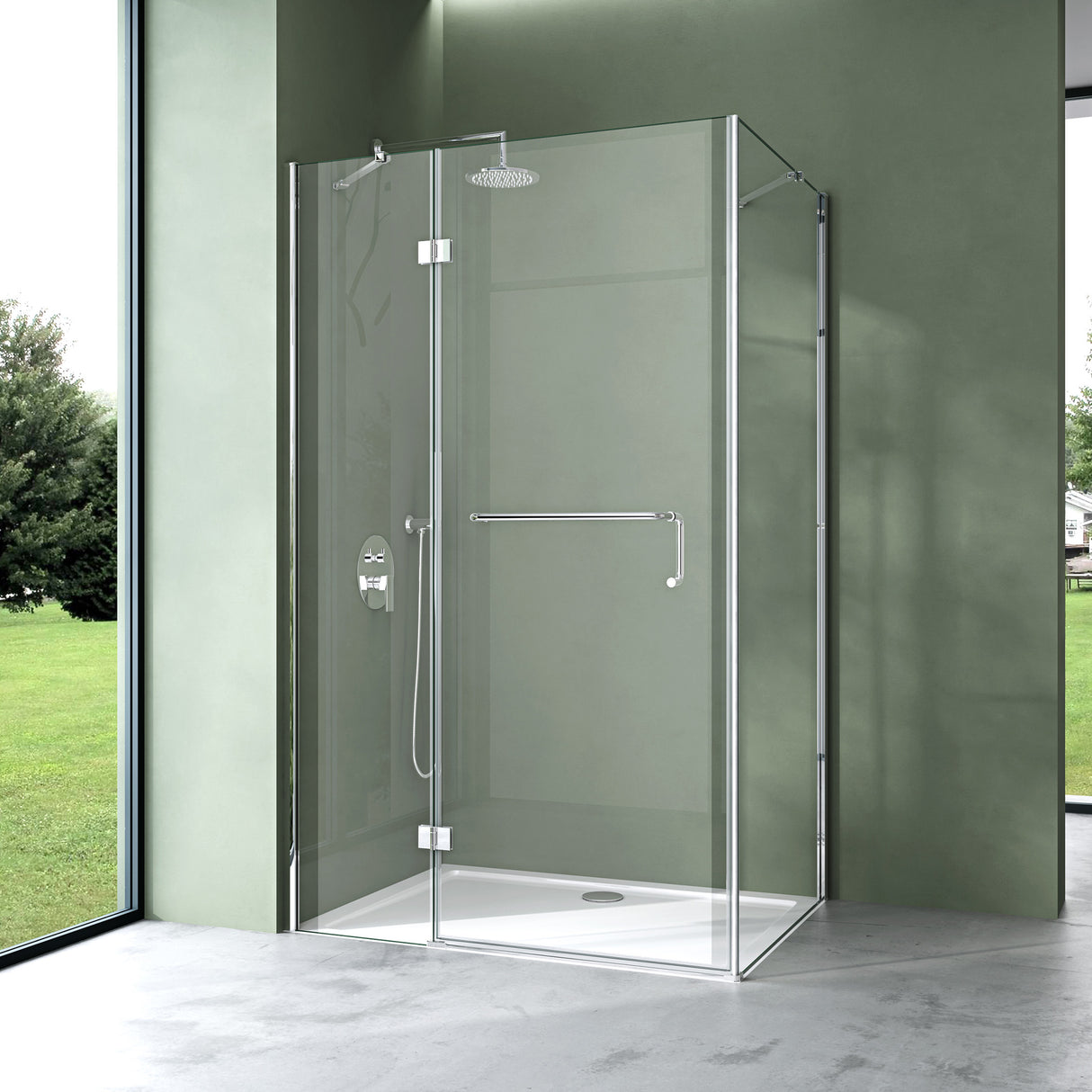 glasvilla Box Doccia in Vetro 6mm Box Cabina Doccia Angolare in Vetro di Sicurezza ESG Temperato con Porta Girevole Box Doccia con Rivestimento Nano R04k