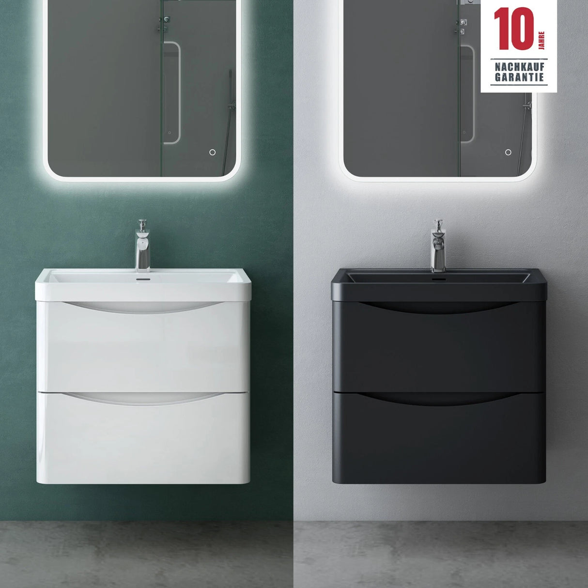 glasvilla Badmöbel set Waschtisch mit Unterschrank Waschbeckenunterschrank mit Softclose Schubladen inkl. Waschbecken 60cm Smile