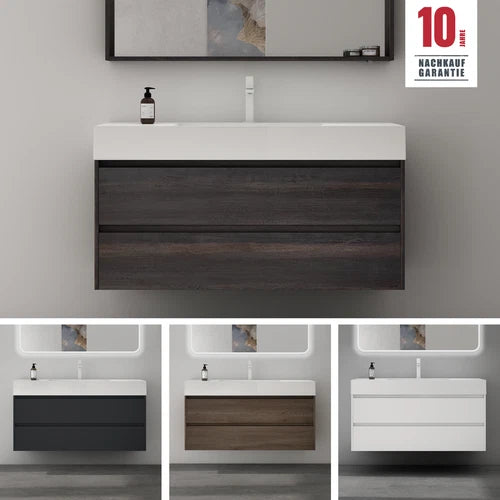 conjunto de muebles de baño glasvilla mueble bajo lavabo 120x48x63cm con 2 cajones incluido lavabo Deep