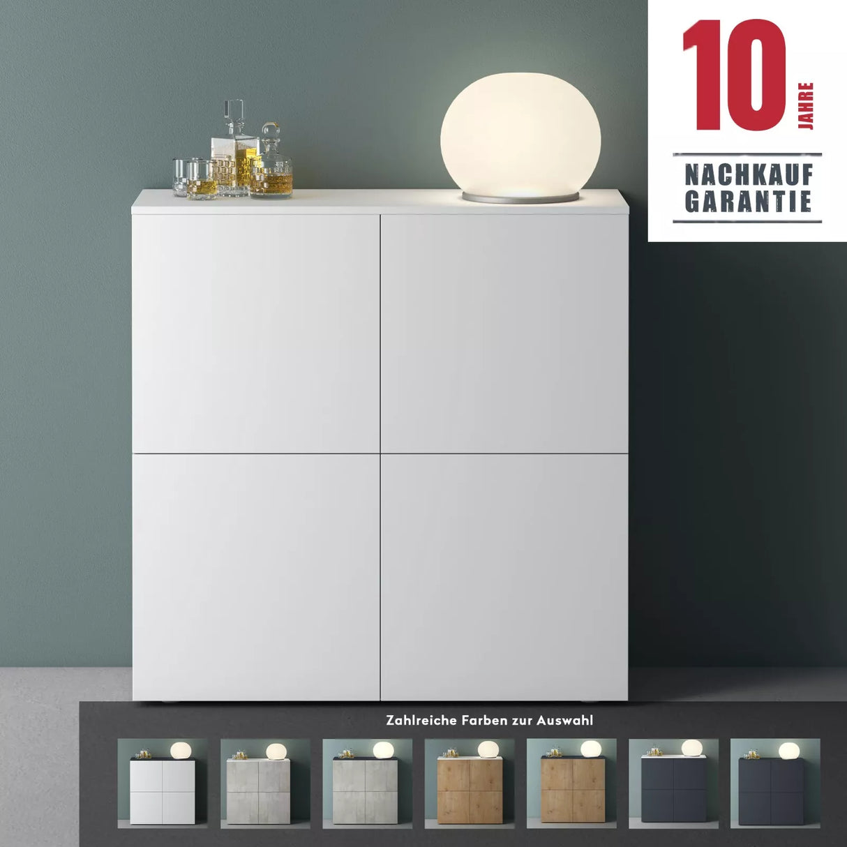 glasvilla Mobile Contenitore con 4 ante e 4 vani per Soggiorno, Sala da Pranzo, Camera da Letto Schrank04