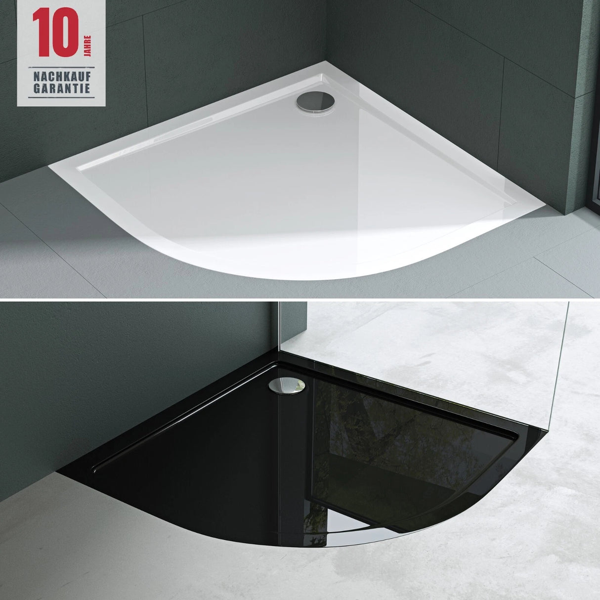 piatto doccia glasvilla in acrilico sanitario a quarto di cerchio Faro3