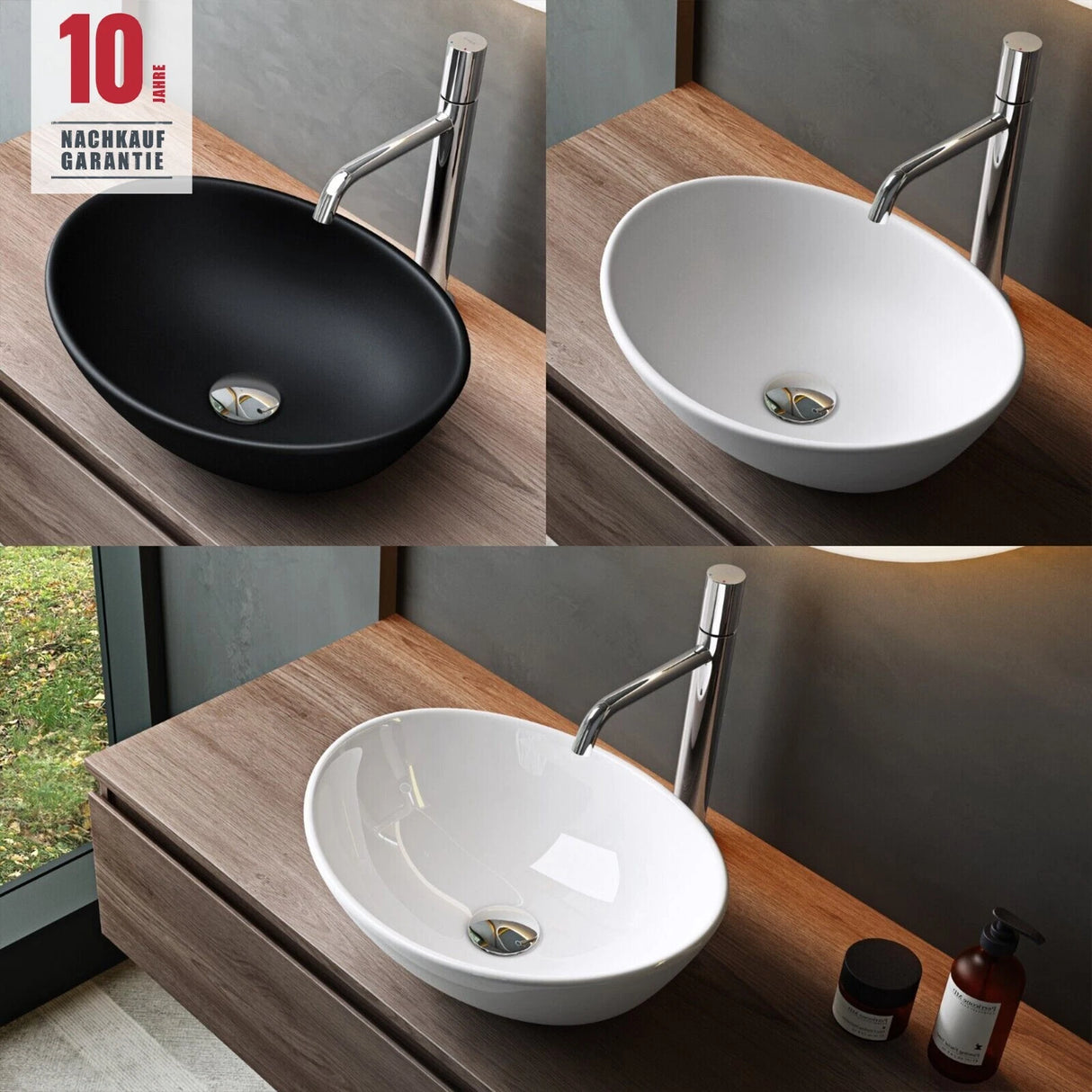 glasvilla Lavabo da Appoggio in Ceramica Lavandino Bagno da Appoggio Nano Rivestimenti Inclusi Brüssel205