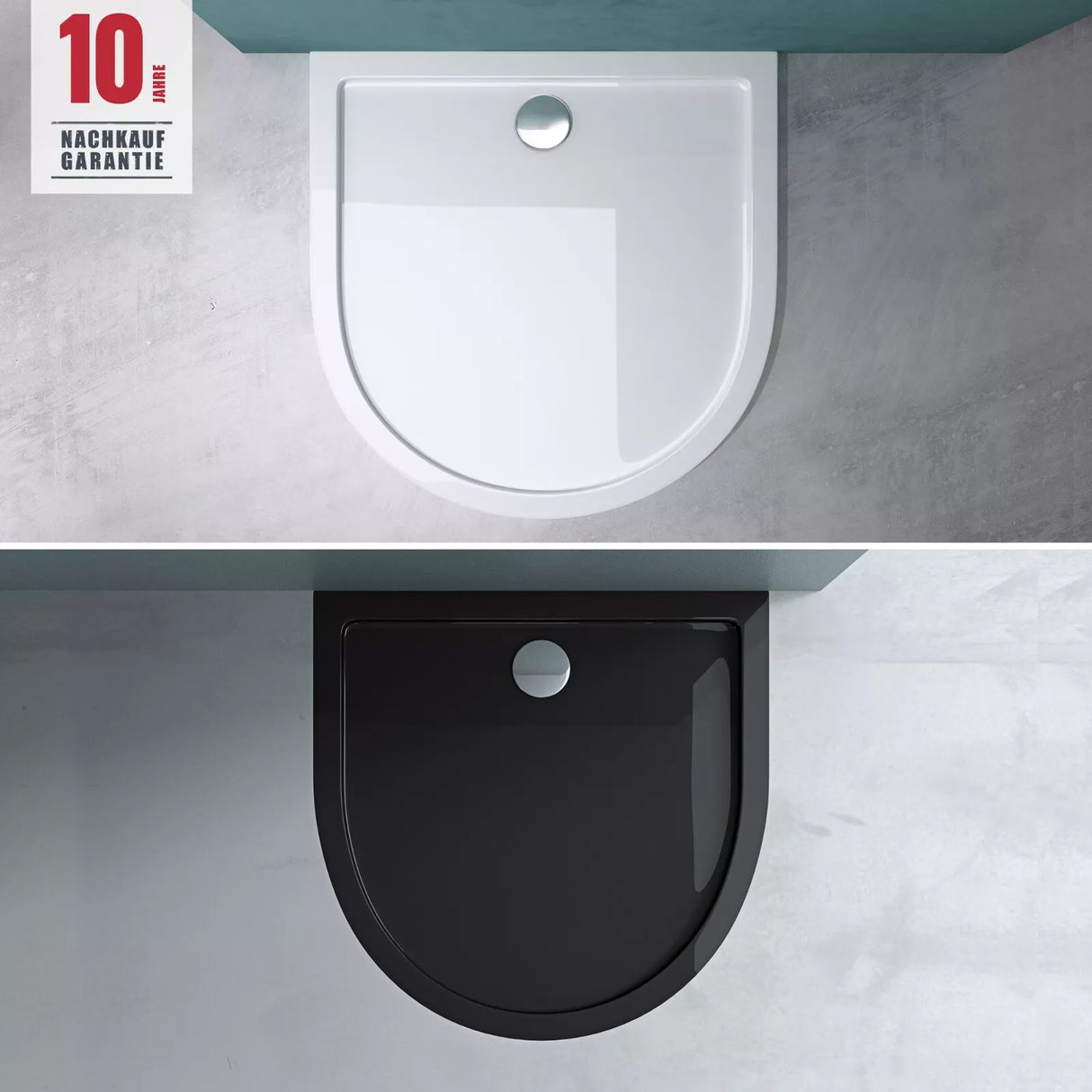 Receveur de douche Glasvilla en acrylique, forme : demi-cercle, Faro4