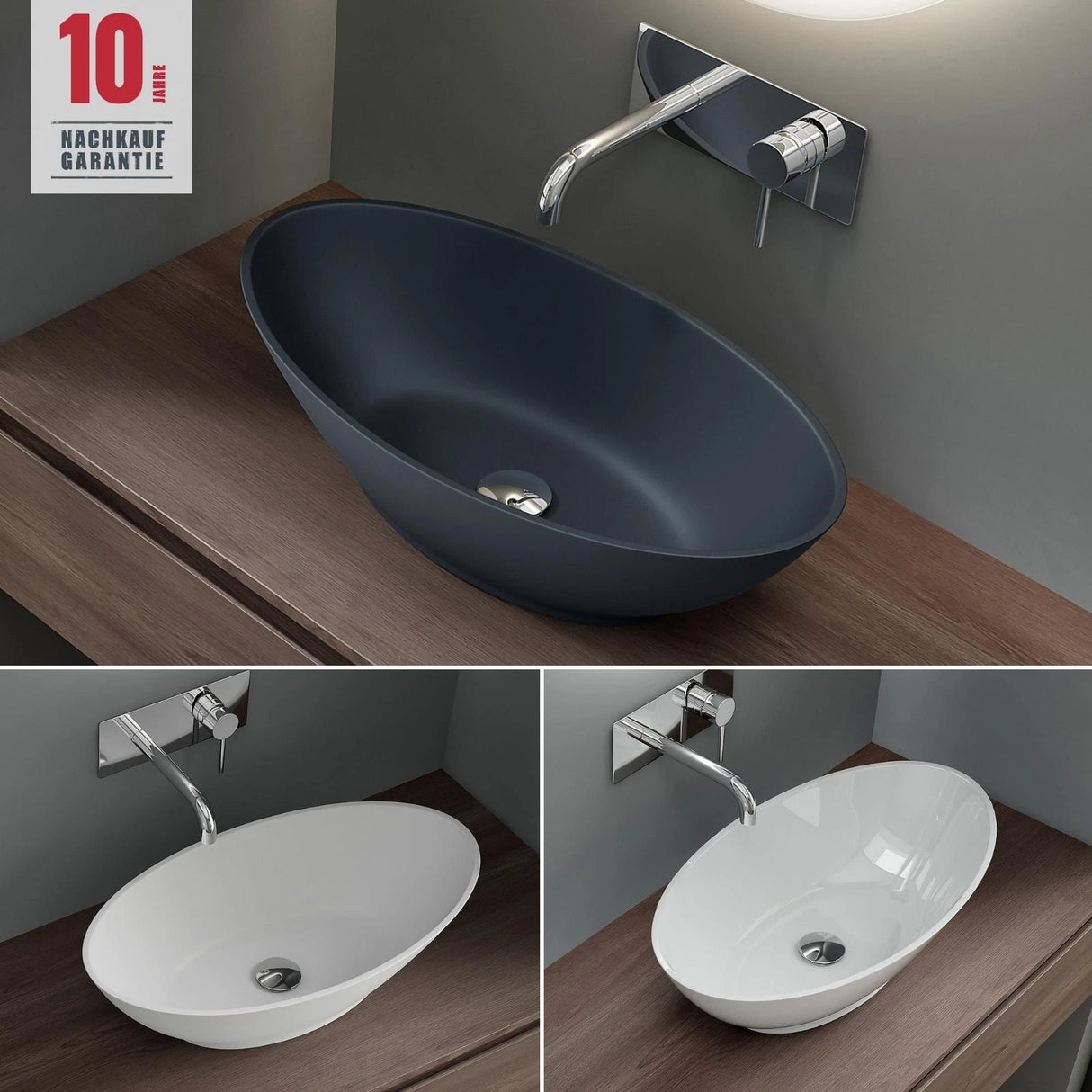 glasvilla lavabo de encimera lavabo cuenco mueble de baño de mineral ovalado Col807