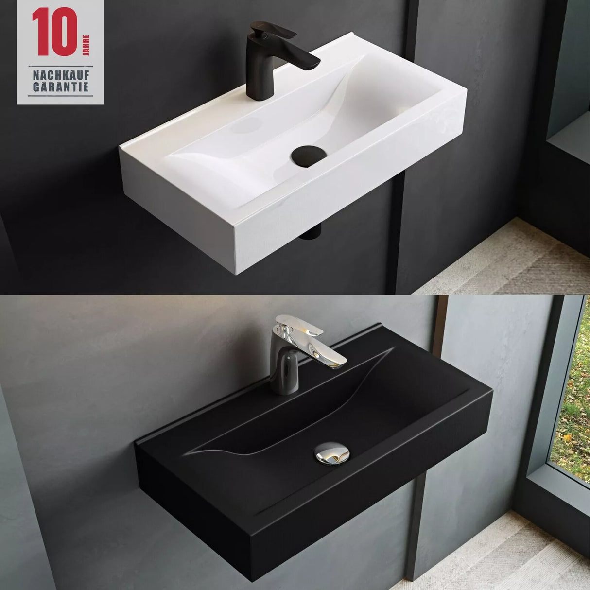 lavabo suspendido sobre encimera baño | rectangular | blanco brillante | 62x32x12cm | cerámica | 1 orificio para grifo Brüssel118G