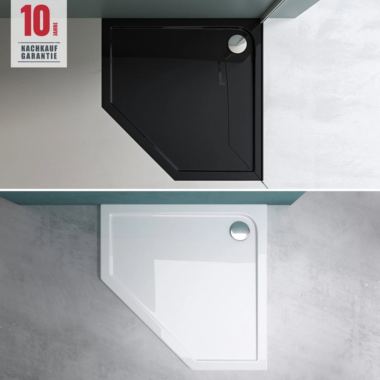 glasvilla Duschwanne Duschtasse de acrílico sanitario Pentagonal Faro5