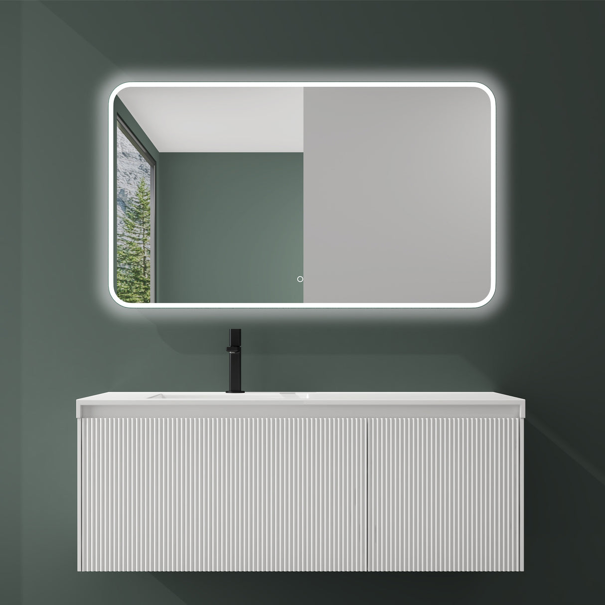 Set de muebles de baño glasvilla Design con lavabo y mueble bajo lavabo de 120 cm con cajones Softclose, incluye lavabo de mineralguss Santa