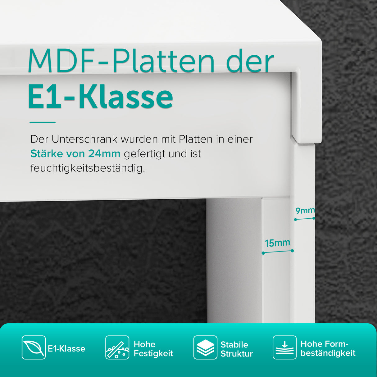 Set de muebles de baño glasvilla Design con lavabo y mueble bajo lavabo de 120 cm con cajones Softclose, incluye lavabo de mineralguss Santa