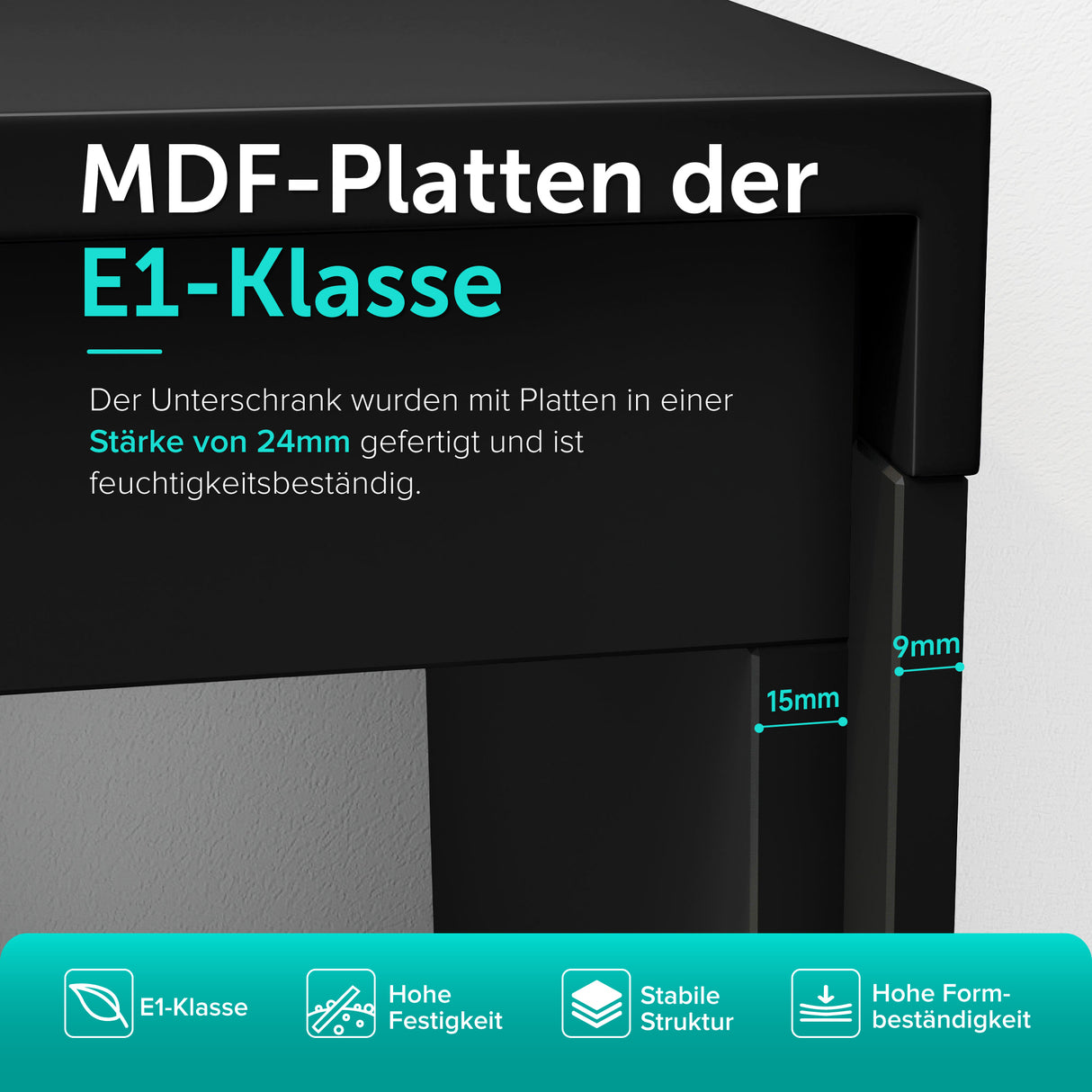 Set de muebles de baño glasvilla Design con lavabo y mueble bajo lavabo de 120 cm con cajones Softclose, incluye lavabo de mineralguss Santa