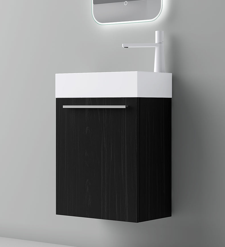 glasvilla Badmöbelset Kleiner Waschbeckenunterschrank 46 cm Unterschrank mit Weiß Waschschbecken aus Mineralguss für Gäste-WC Pisa