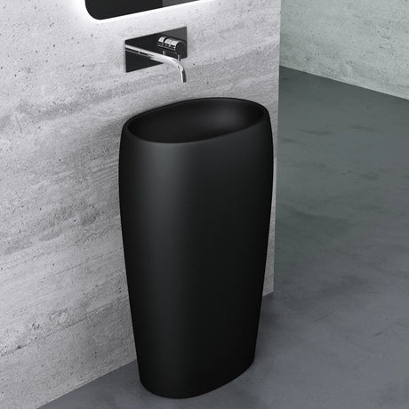 Lavabo a colonna Glasvilla Design, freestanding Col32 in ghisa minerale, lavabo a colonna