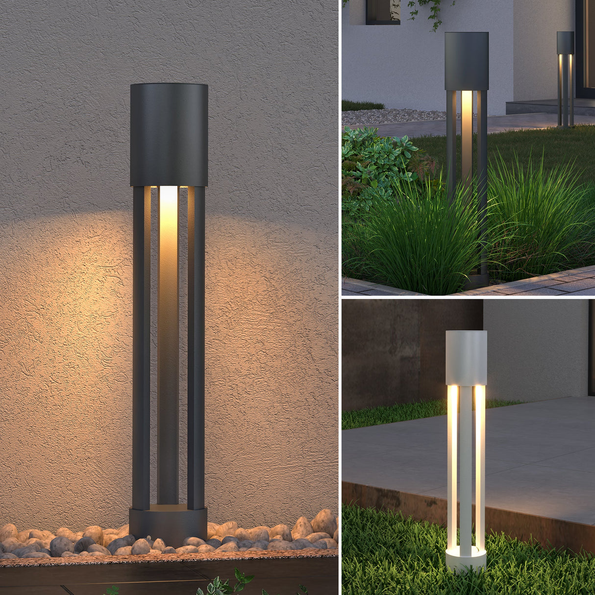glasvilla Lampione da Giardino ⌀120xH700mm Luminoso da Giardino IP65 Lampada da Terra per Esterni 3000K Paletti Esterni 10W per Giardini, Parchi, Aree Residenziali e Ingressi NeoForge