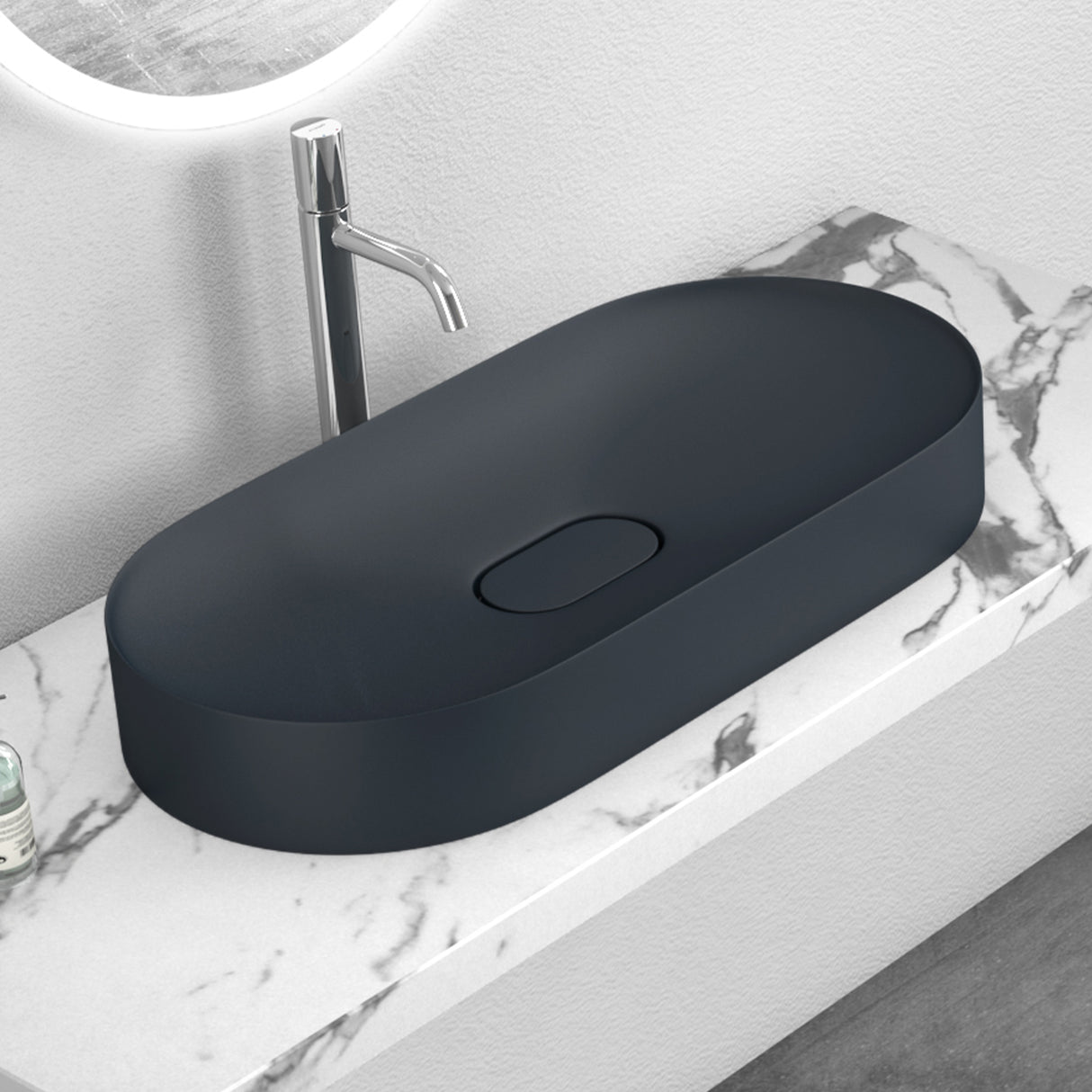 Lavandino da appoggio Glasvilla, lavabo da appoggio in ghisa minerale con rivestimento nano Colossum826