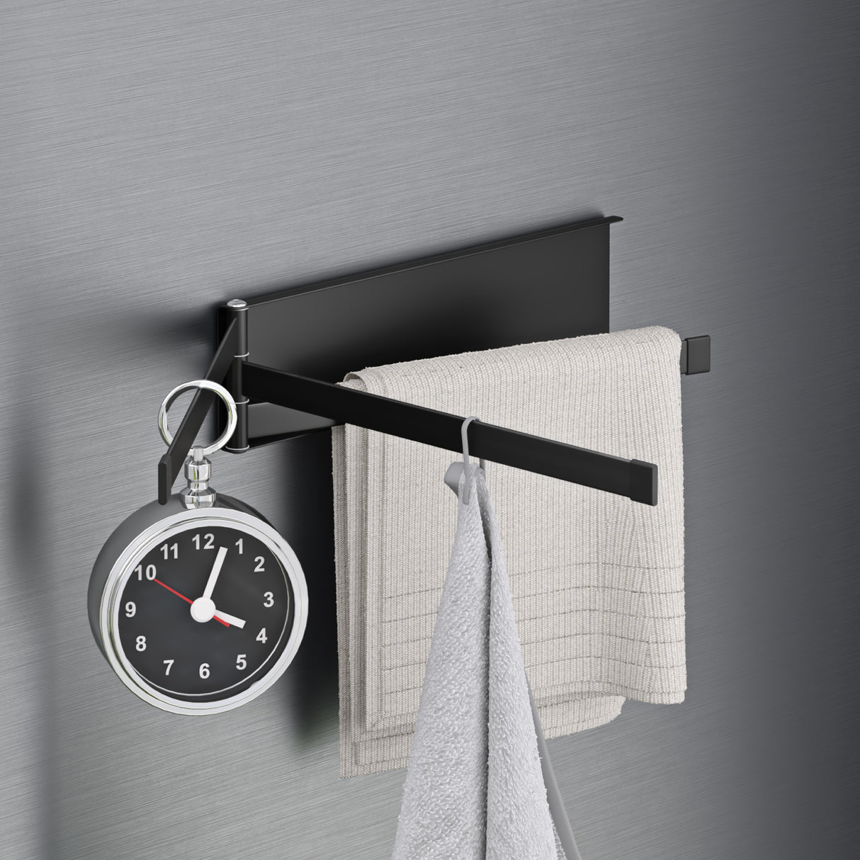 glasvilla Porta Asciugamani da Parete Portasciugamani con 3 Bracci Girevole a 180° Porta Asciugamani Adesivo da Parete per Bagno e Cucina Folda-02