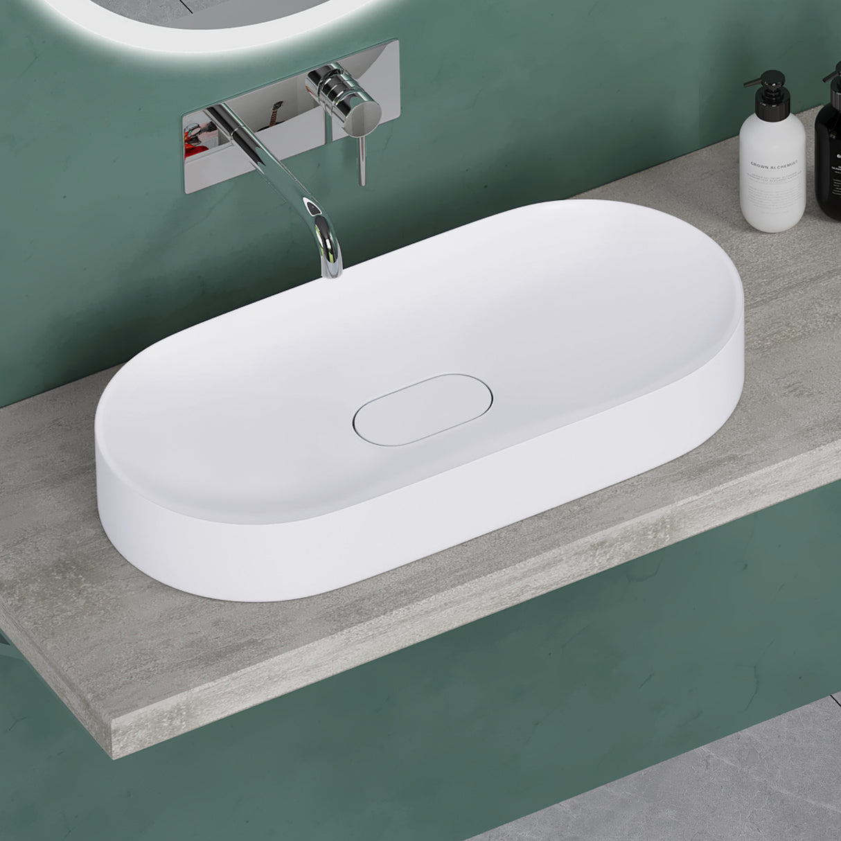 Lavandino da appoggio Glasvilla, lavabo da appoggio in ghisa minerale con rivestimento nano Colossum826