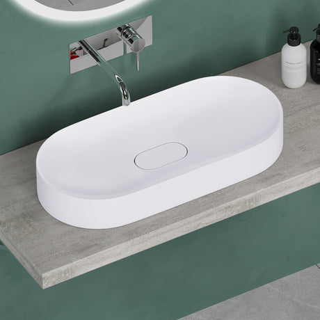 Lavandino da appoggio Glasvilla, lavabo da appoggio in ghisa minerale con rivestimento nano Colossum826