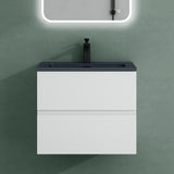 glasvilla Mobile Bagno Sospeso con Lavabo da Marmo Fuso  Antracite Mobile da Bagno con 2 Cassetti a Chiusura Soft-close Aqualis