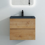 glasvilla Mobile Bagno Sospeso con Lavabo da Marmo Fuso  Antracite Mobile da Bagno con 2 Cassetti a Chiusura Soft-close Aqualis