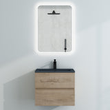 glasvilla Mobile Bagno Sospeso con Lavabo da Marmo Fuso  Antracite Mobile da Bagno con 2 Cassetti a Chiusura Soft-close Aqualis