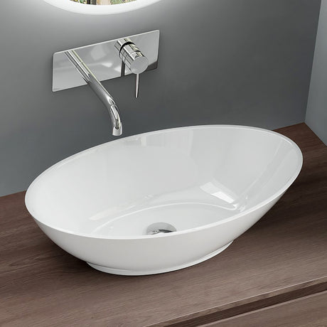 glasvilla Lavabo da Appoggio da Marmo Fuso Lavandino Bagno Bianco Ovale Colossum807